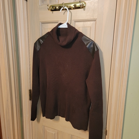 Misses sz XL Ruff Hewn brown Faux Leather Turtleneck - Picture 6 of 6